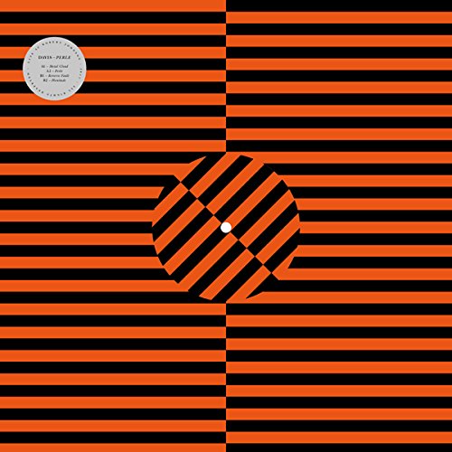 Vinyl record cover with orange and black striped pattern and central circular design.