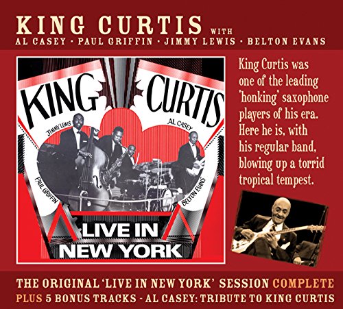 Red album cover with "King Curtis Live in New York" and band images.