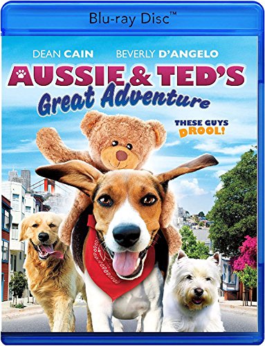 "A blue Blu-ray case featuring three dogs and a teddy bear on the cover."