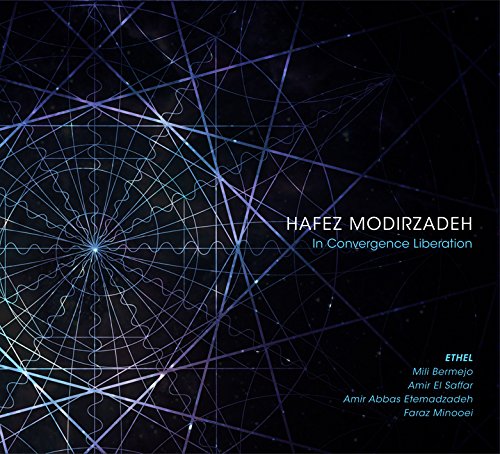 "Album cover with abstract blue lines on black background, artist and title text."