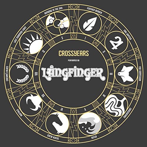 "Album cover with circular design, featuring 'Langfinger' and 'Crossyears' text, on dark grey background."
