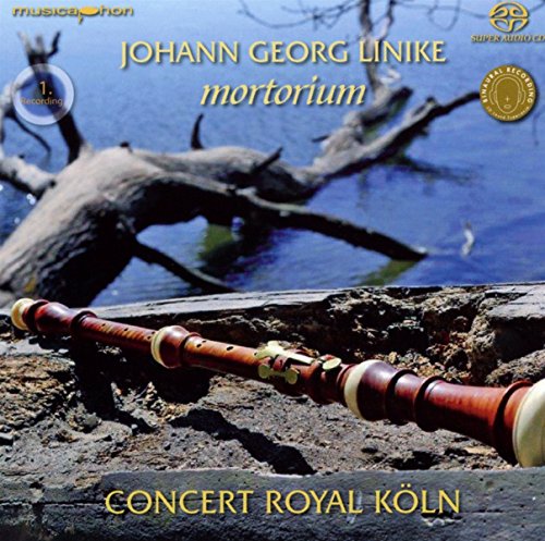 A CD cover featuring a wooden flute on rocks by a lake.