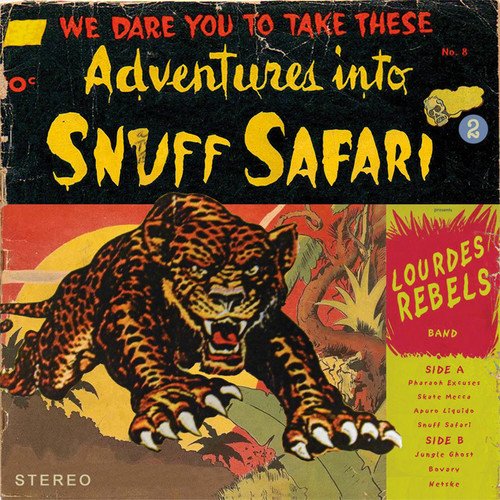 A vinyl record cover featuring a leopard attacking a man in a jungle scene.