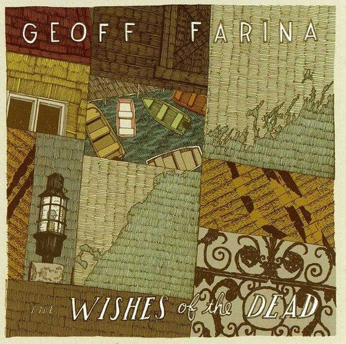 "Album cover with mixed-media collage of brick, water, and decorative elements."