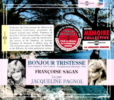 Francoise Sagan - Bonjour Tristesse - Par Jacqueline Pagnol [CD]