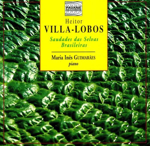 CD cover with yellow label on green textured background, featuring Heitor Villa-Lobos piano works.