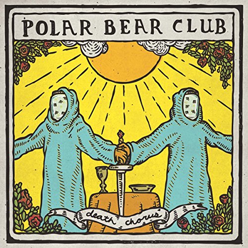 The image depicts the album cover for "Polar Bear Club - Death Chorus". Here is a concise, descriptive alt text: "Album cover featuring two figures in blue robes holding a candelabra."