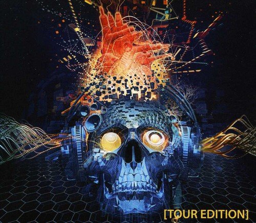 "Papa Roach CD cover featuring a robotic skull with glowing eyes."