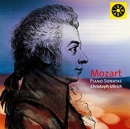 CD cover featuring a sketch of Mozart with text "Mozart Piano Sonatas Christoph Ullrich".