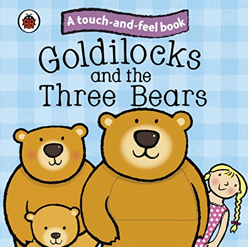 "Children's book cover featuring cartoon bears and a girl on a blue checkered background."