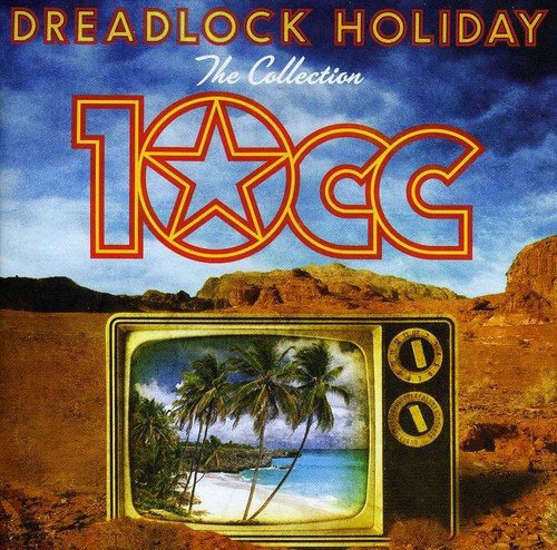 "Dreadlock Holiday: The Collection" CD cover featuring a retro TV with a beach scene.