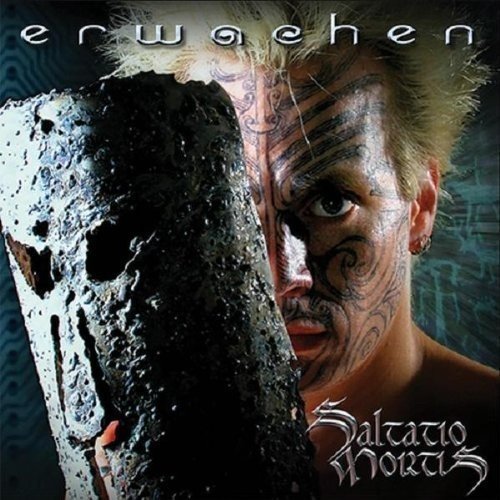 "CD cover art: man with face paint holding a skull, Saltatio Mortis logo."