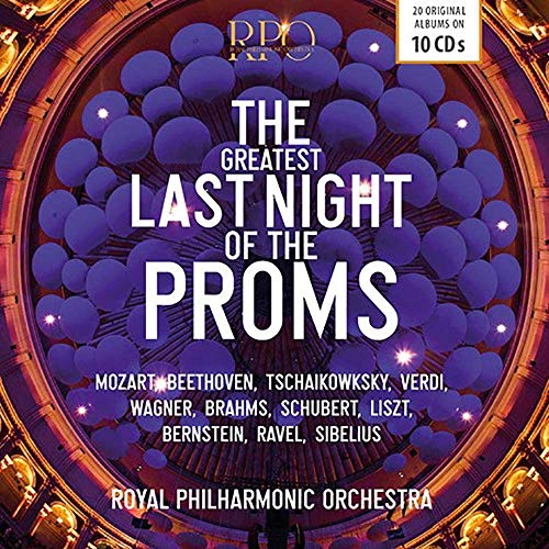 "CD cover with 'Last Night of the Proms' text and Royal Albert Hall image."
