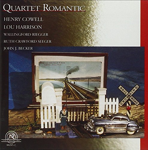 "CD cover with miniature train and car scene, composers' names listed."