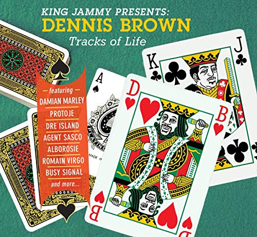 "Vinyl album cover with playing cards and text on a green background."