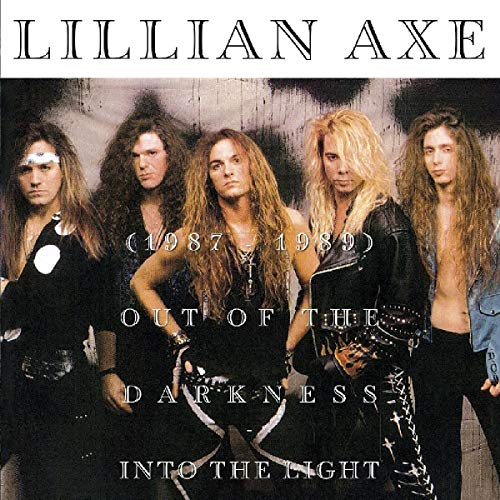 "Lillian Axe band members in dark attire on a grungy album cover."