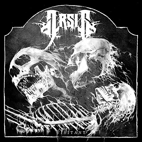 The image is a black-and-white album cover. "Arsis - Visitant" is written in white, jagged letters.