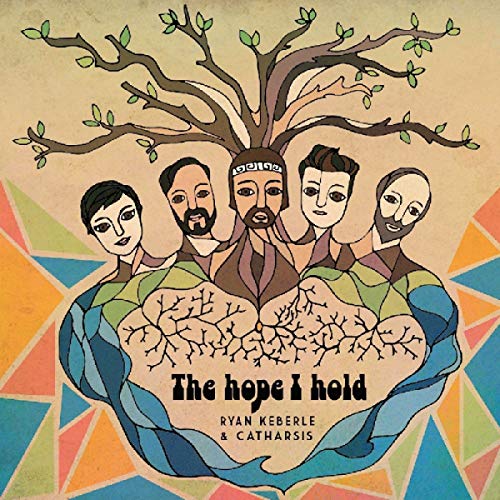 Album cover: illustration of five musicians surrounded by a tree and geometric pattern.