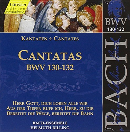 Blue CD cover with angels and text "Cantatas BWV 130-132" and "Bach" on the side.