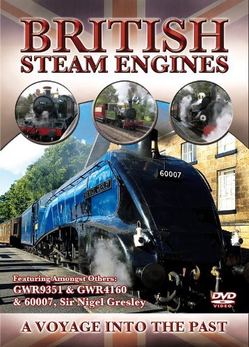 DVD cover featuring a blue steam train with three inset images of other trains.