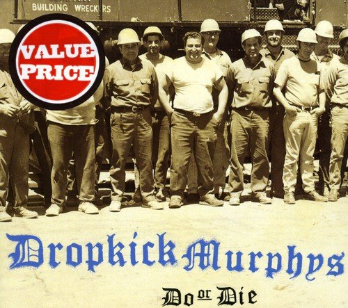"CD album cover with men in hard hats standing in front of a truck."