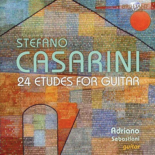 "CD cover with mosaic house design and text 'Stefano Casarini 24 Etudes For Guitar'."