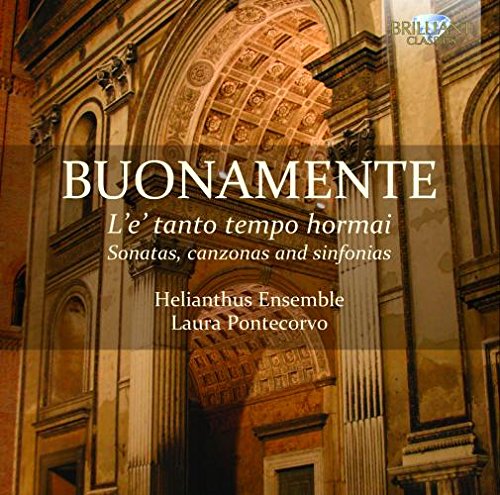 CD cover with ornate archway and title "Buonamente" in white text on transparent overlay.