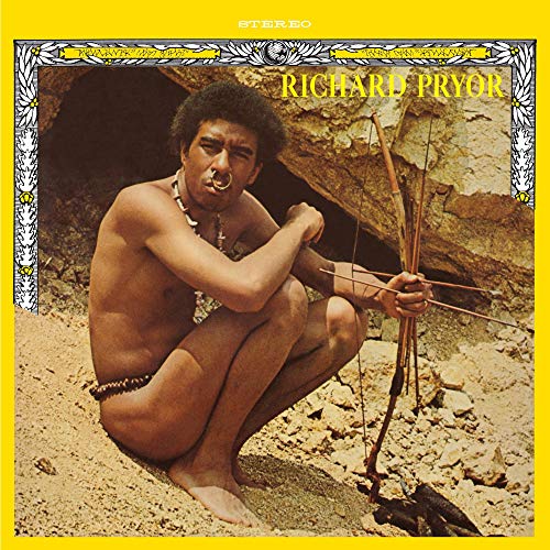 "Album cover featuring Richard Pryor crouching with a bow and arrow, tribal attire."