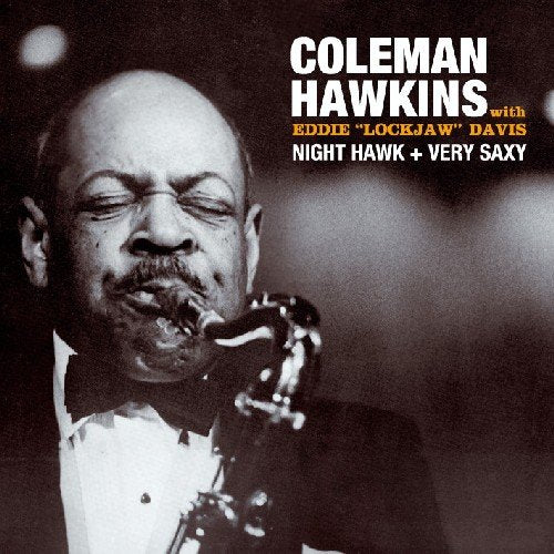 Coleman Hawkins CD cover featuring a man playing saxophone, with text and Amazon logo.