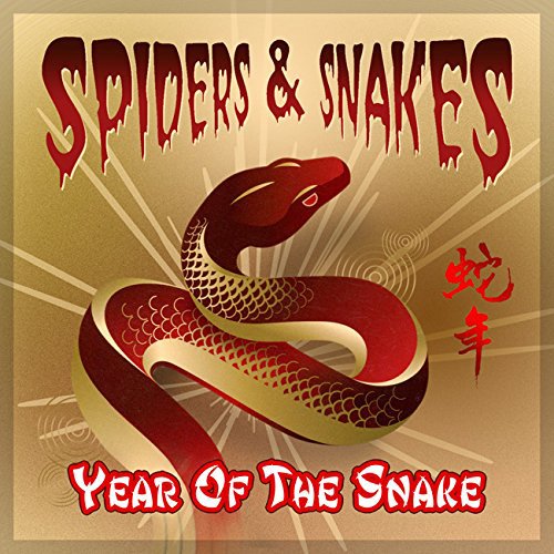 Album cover with red snake on gold background, titled "Spiders & Snakes - Year of the Snake".