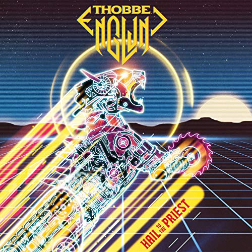 "Album cover featuring a futuristic robotic horse with neon lights and bold typography."
