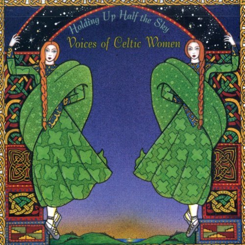 "CD cover featuring two Celtic women in green dresses under a starry sky."