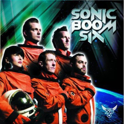 "CD cover art featuring five people in orange space suits with 'Sonic Boom Six' text."