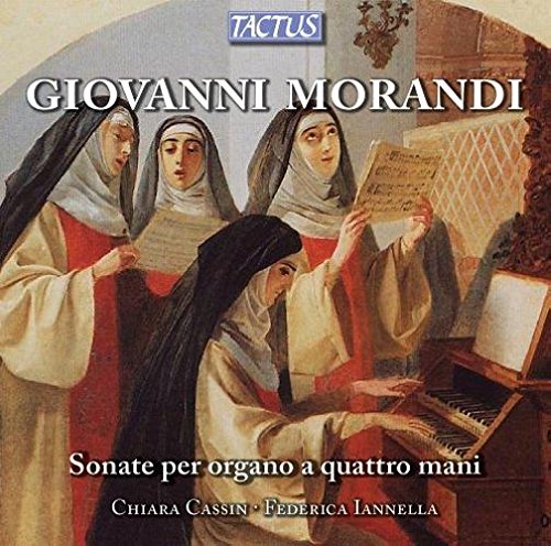 "CD cover featuring nuns playing an organ, with sheet music and text."