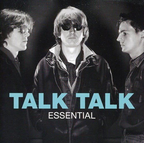 "CD cover featuring three men, with 'TALK TALK ESSENTIAL' text in blue and white."