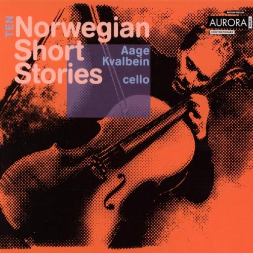 "Album cover with a cellist in black on an orange background, text overlay."
