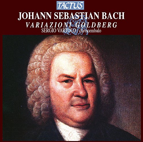 "CD cover with a portrait of Johann Sebastian Bach on a brown background."