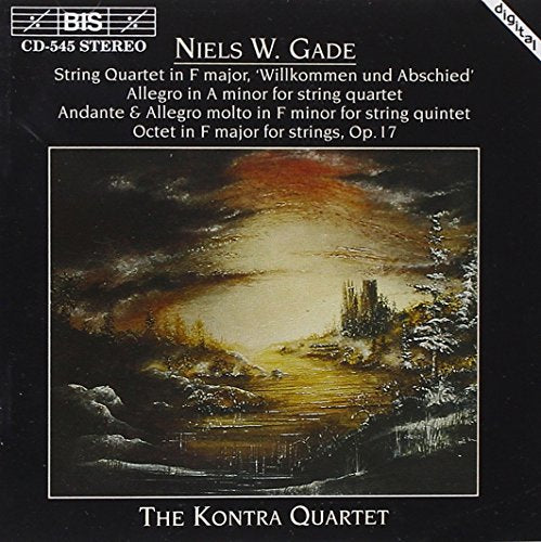"CD cover with a landscape painting and white text on a black background."