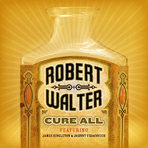 "Album cover featuring a vintage medicine bottle with ornate label and yellow background."