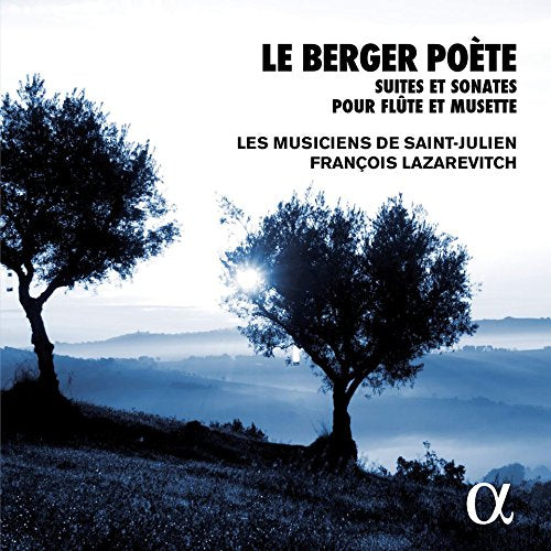 "CD cover featuring a serene landscape with trees and hills, with French text."