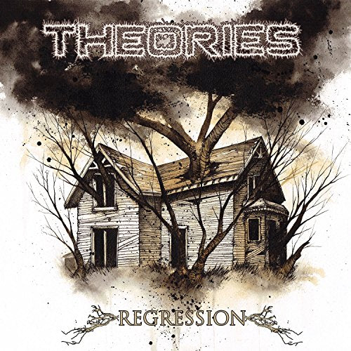"Album cover art featuring a distressed house surrounded by bare trees and dark clouds."