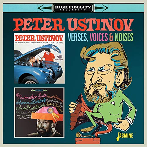 "CD cover featuring a cartoon of Peter Ustinov and two smaller album images."