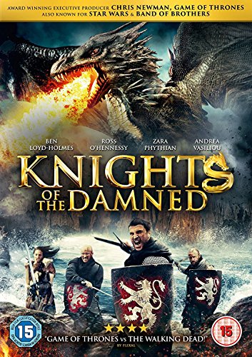 DVD cover for "Knights of the Damned" with medieval warriors and a dragon.