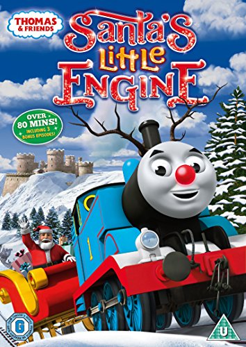 DVD cover featuring a cartoon train with antlers and Santa in a snowy scene.