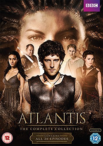 "Atlantis DVD cover featuring a man surrounded by characters with a woman's face."