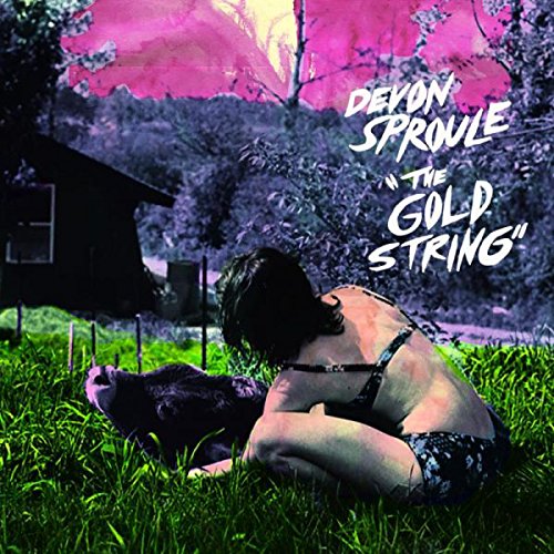 A woman sits in the grass with a dog, album cover artwork.