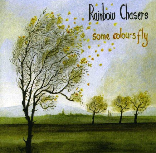 "Album cover art featuring trees with leaves blowing away in a green field."