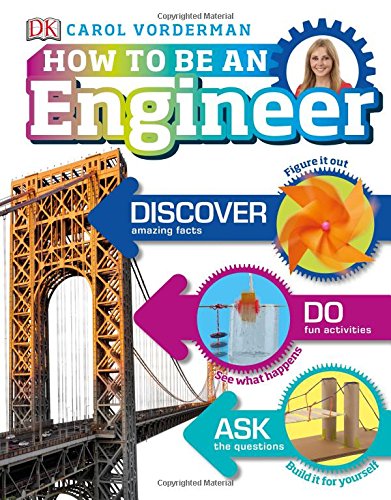"Book cover with 'How to Be an Engineer' title, featuring a bridge and activity icons."