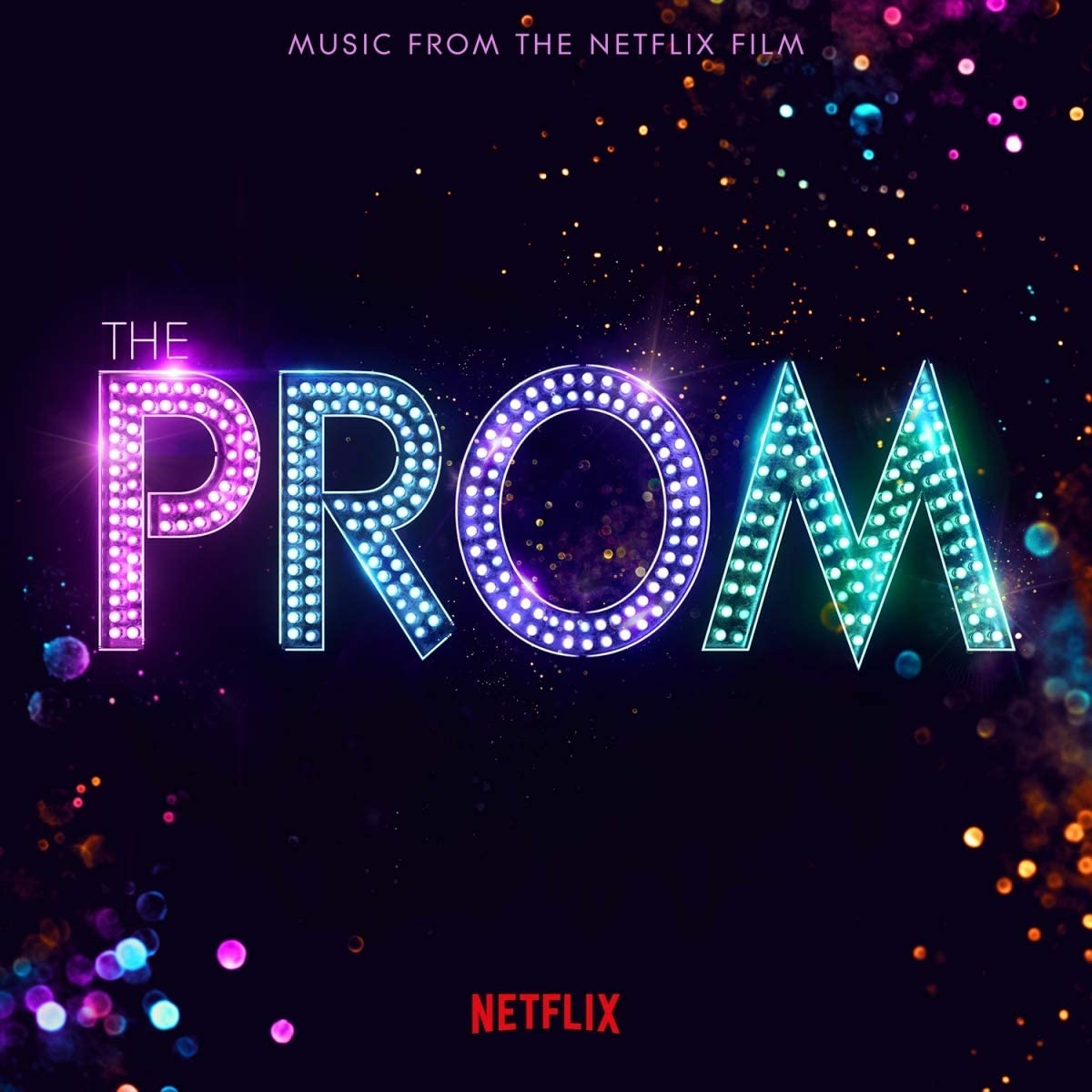 "CD cover for 'The Prom' soundtrack with marquee-style title on dark background."