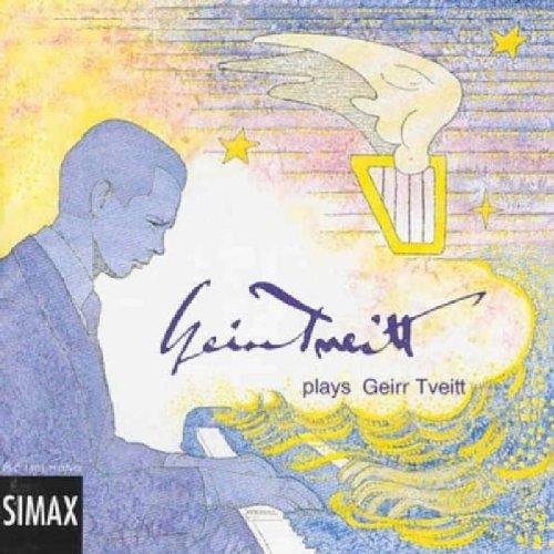 A man plays piano, with a dove and stars, on a music album cover.